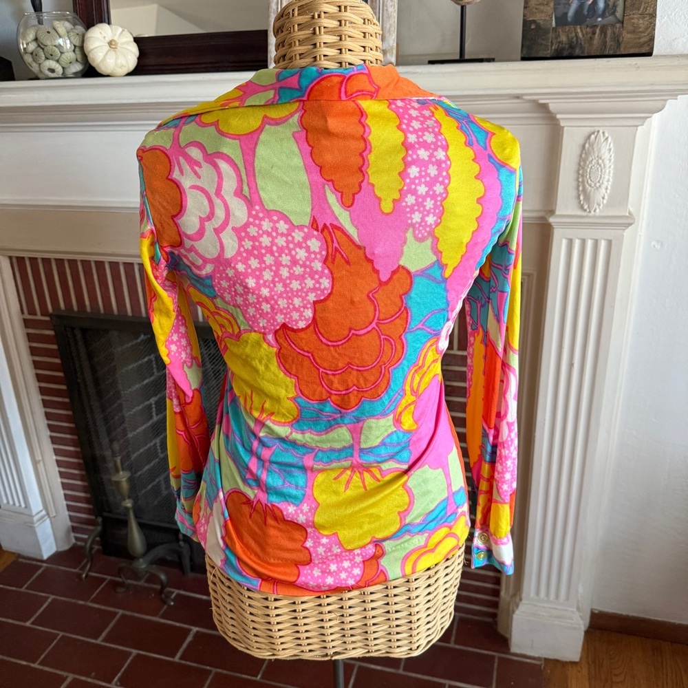 70’s Alice Stuart mod colorful hippie vintage button shirt - Picture 3 of 11